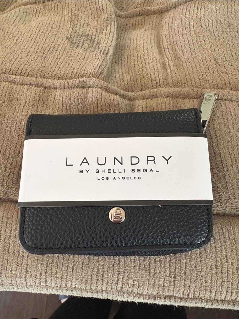Laundry by Shelli Segal Black Pebbled Leather Mini Wallet with Zip